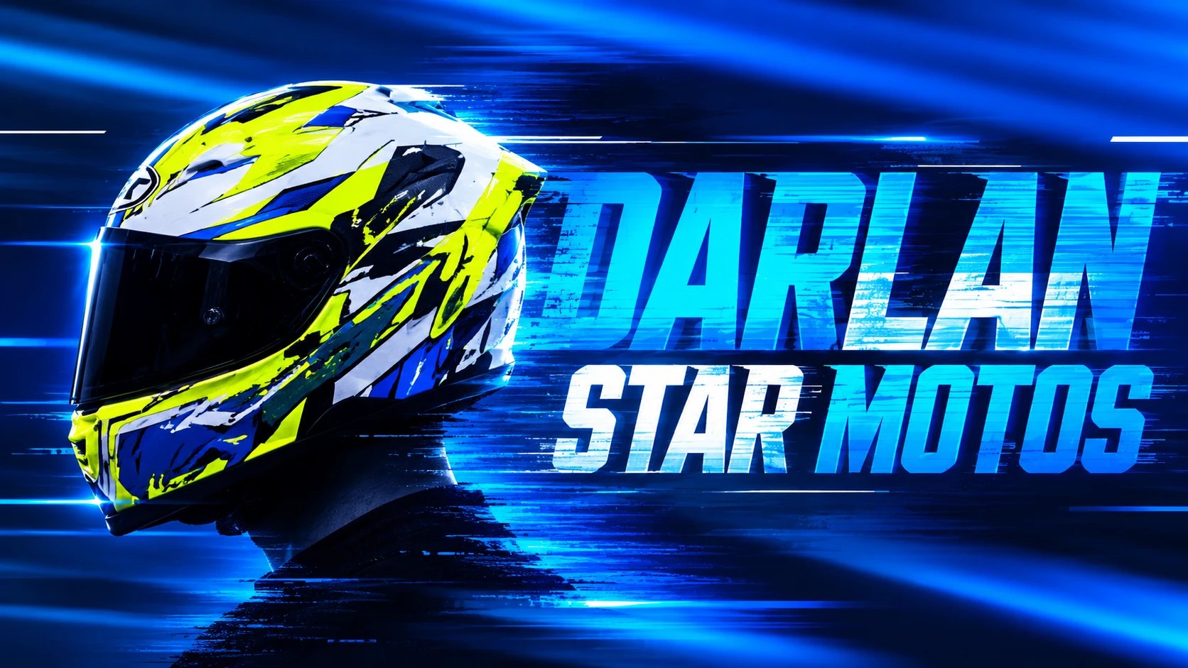 Capacete de Darlan Rocha com o nome Darlan Star Motos